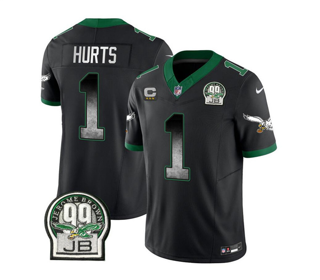Men's Philadelphia Eagles #1 Jalen Hurts Black 2023 F.U.S.E. With 3-star C Patch Throwback Vapor Untouchable Limited Football Stitched Jersey